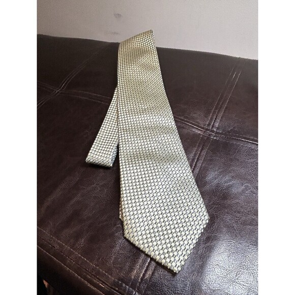 Stafford Gold Green Black 100% Silk Men’s Neck Tie - Picture 1 of 7